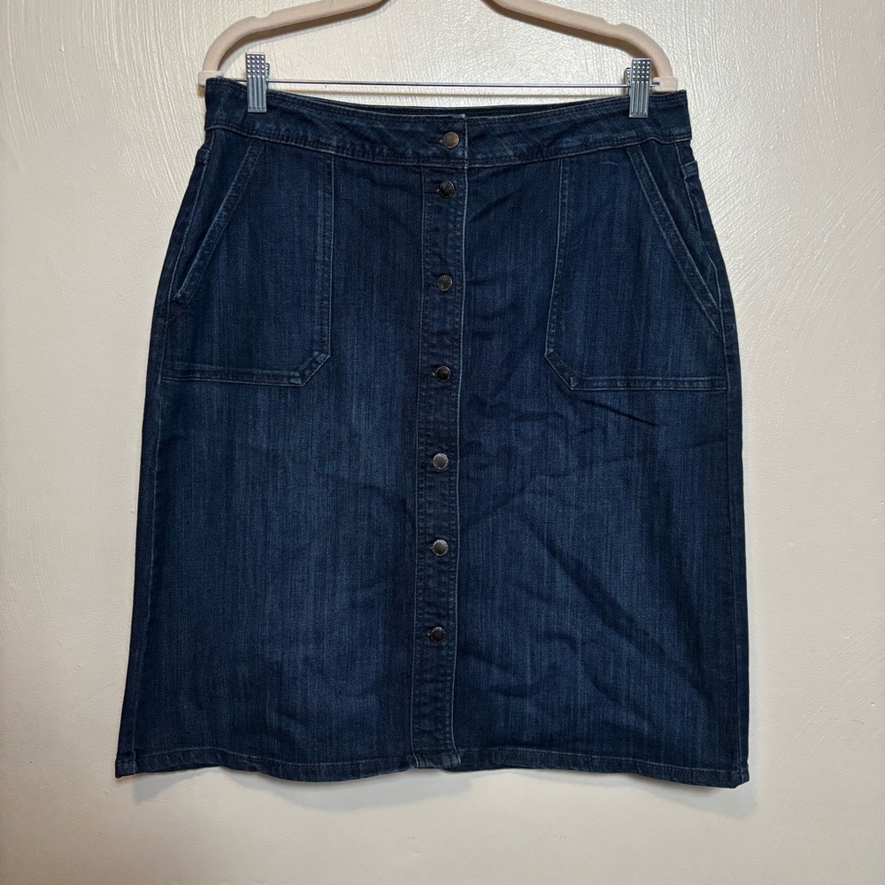 Liz Claiborne Women’s Skirt Full Button Denim Y2K Jean Pockets Blue Size 10